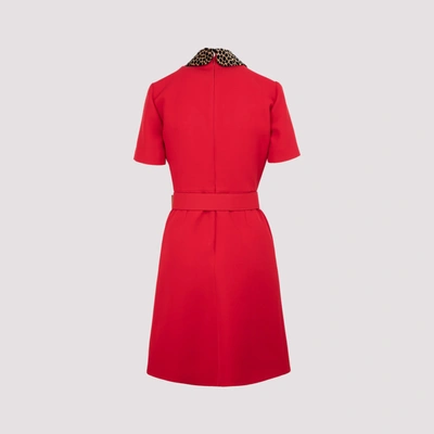 Shop Gucci Red Wool Blend Cady Dress