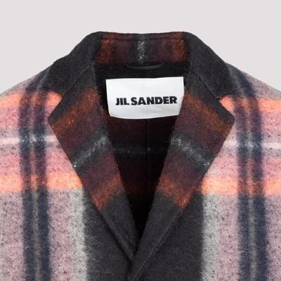 Shop Jil Sander Wool Check Heavy Coat In Multicolour