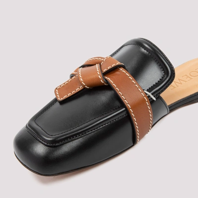 Loewe Gate Topstitched Two-tone Leather Loafers In Black Tan 
