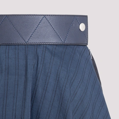Shop Loewe Striped Asymmetric Midi Skirt In Blue