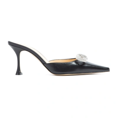 Shop Mach & Mach Bow Leather Mules Shoes In Black