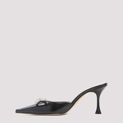 Shop Mach & Mach Bow Leather Mules Shoes In Black