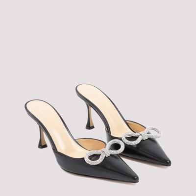 Shop Mach & Mach Bow Leather Mules Shoes In Black