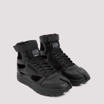 Shop Maison Margiela Leather Sneakers Shoes In Black
