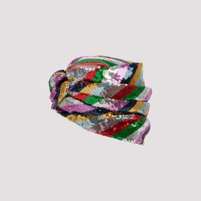 Shop Maison Michel Carrie Striped Sequins Turban Hat In Multicolour