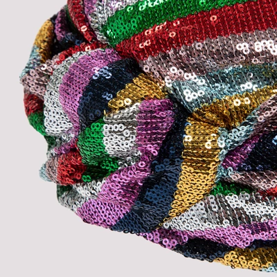 Shop Maison Michel Carrie Striped Sequins Turban Hat In Multicolour