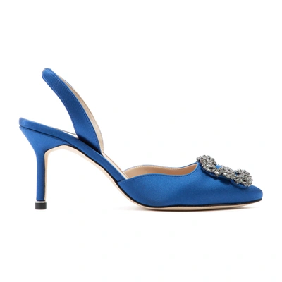 Shop Manolo Blahnik Hangisli Slingback Pumps Shoes In Blue