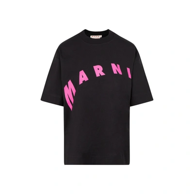 Shop Marni Logo T-shirt Tshirt In Black
