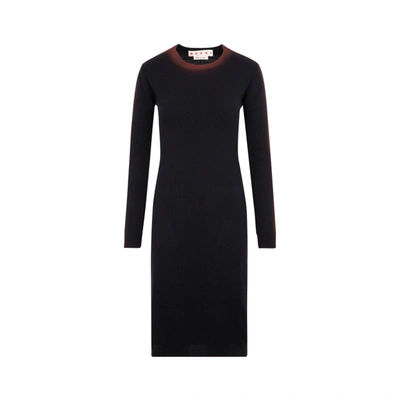 Shop Marni Long Knit Cashmere Dress In Black