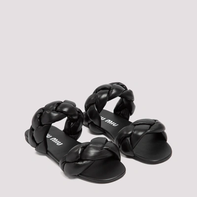 Shop Miu Miu Flat Sandals Shoes In Black