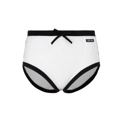 Shop Miu Miu Lace Brief Underwear In White