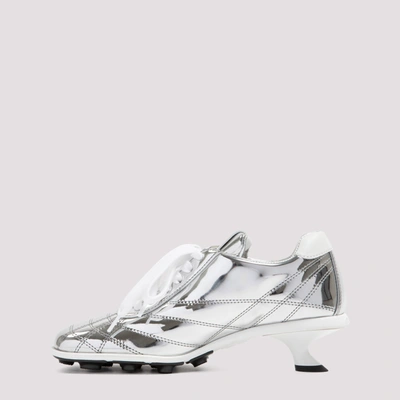 Shop Miu Miu Leather Mid Heel Pumps Shoes In Metallic