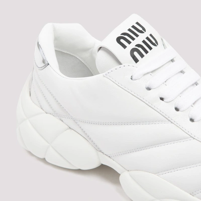 Shop Miu Miu Nappa Chunky Sole Sneakers Shoes In White