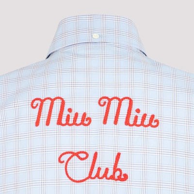 Shop Miu Miu Zephir Logo Shirt In Blue