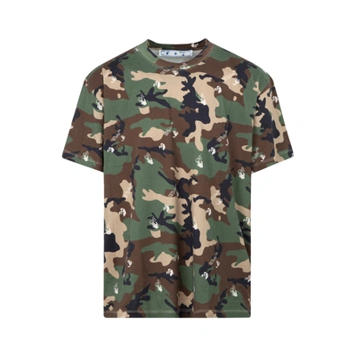 Shop Off-white Cotton Printed T-shirt Tshirt In Green