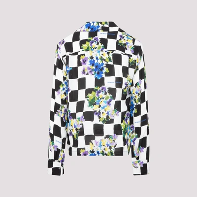 Shop Off-white Checked Print Shirt With Floral Details In Multicolour