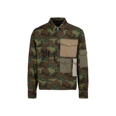 Shop Palm Angels Camo Pockets Shirt In Green