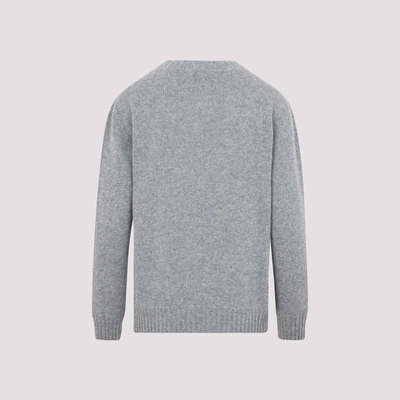 Shop Prada Cashmere And Wool Logo Sweater In Grey