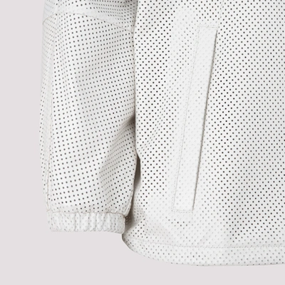 Shop Prada Leather Jacket In White