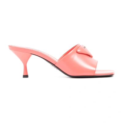 Shop Prada Leather Sandals Shoes In Pink &amp; Purple