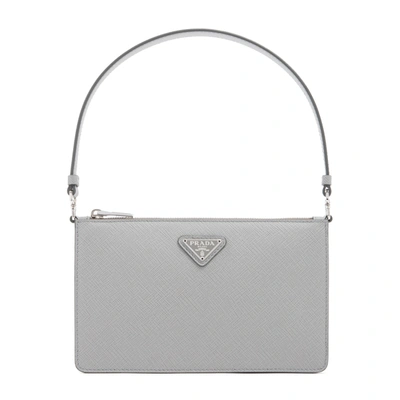 Shop Prada Mini Shoulder Bag In Grey
