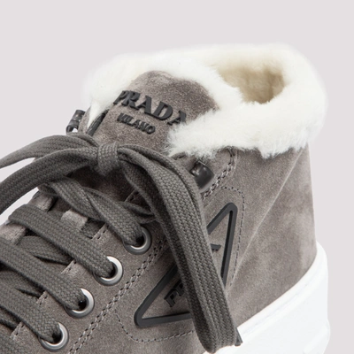 Shop Prada Leather Sneakers Shoes In Nude &amp; Neutrals