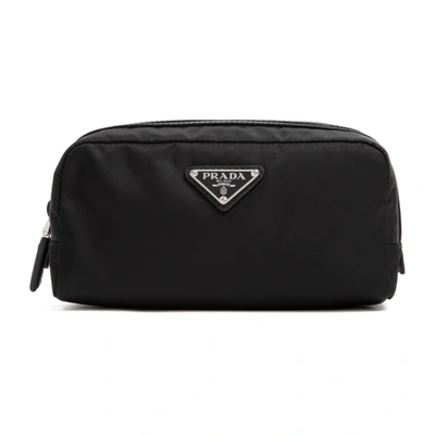 Shop Prada Re-nylon And Leather Toiletry Bag Smallleathergoods In Black