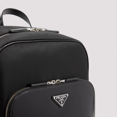 Shop Prada Re-nylon And Leather Backpack Bag In Black