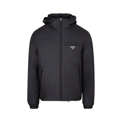 Shop Prada Re-nylon Downjacket Wintercoat In Black