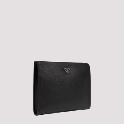 Shop Prada Saffiano Leather Briefcase Bag In Black
