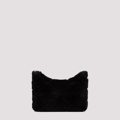 Shop Prada Shearling Shoulder Bag In Black