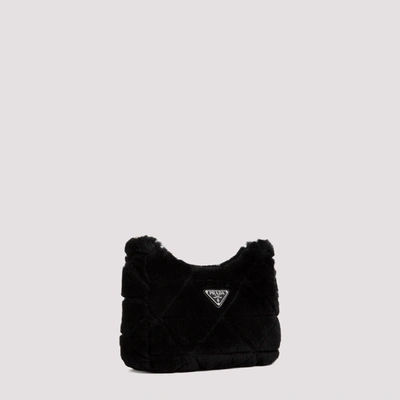 Shop Prada Shearling Shoulder Bag In Black