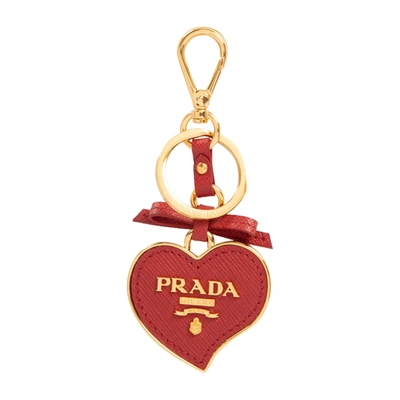 Shop Prada Trick Keychain Smallleathergoods In Red
