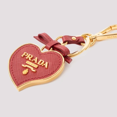 Shop Prada Trick Keychain Smallleathergoods In Red