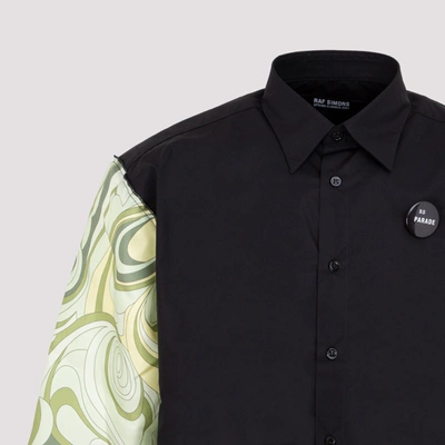 Shop Raf Simons Boxy Shirt With  Short Printed Sleeves In Black