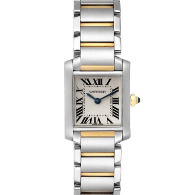 Pre-owned Cartier White 18k Yellow Gold And Stainless Steel Tank Francaise W51007q4 Women's Wristwatch 25 X 20 Mm