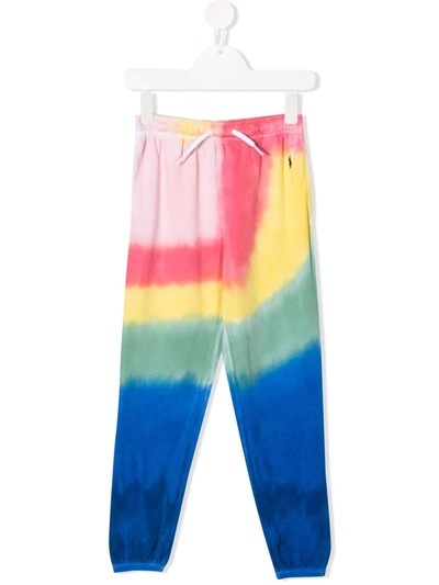 Shop Ralph Lauren Tie-dye Logo-print Track Pants In Pink