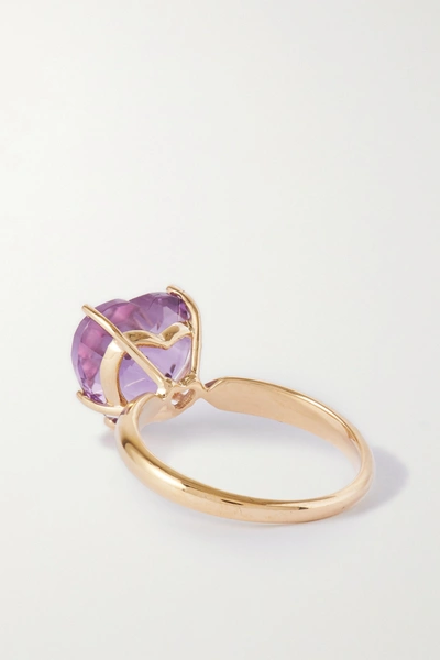 Shop Fry Powers Rainbow Heart 14-karat Gold Amethyst Ring In Purple