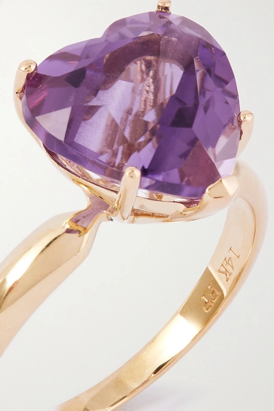 Shop Fry Powers Rainbow Heart 14-karat Gold Amethyst Ring In Purple