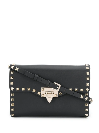 Shop Valentino Garavani Rockstud Small Shoulder Bag In Black