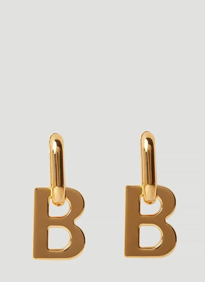 Shop Balenciaga B Chain Xl Earrings In Gold