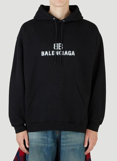 Shop Balenciaga Bb Pixel Hoodie In Black