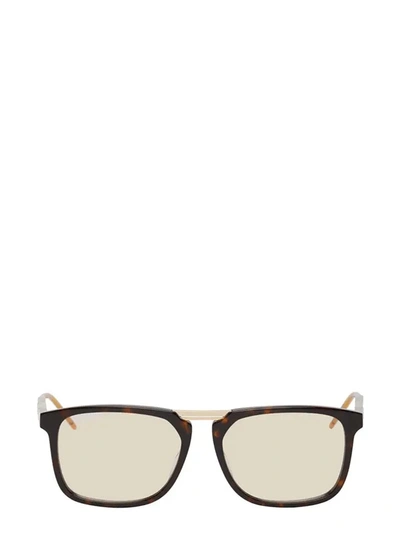 Shop Gucci Eyewear Rectangular Frame Sunglasses In Brown