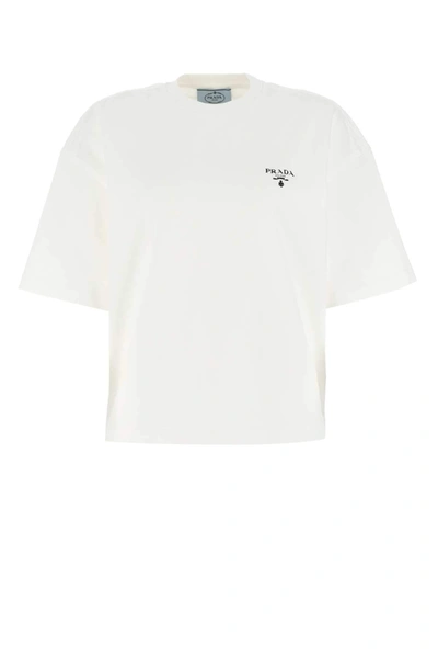 Shop Prada Logo Print T In White