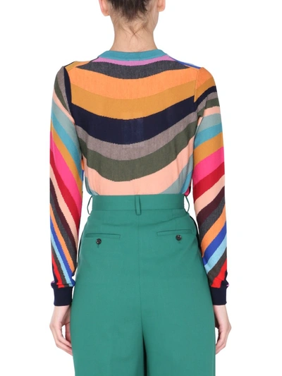 Shop Ps By Paul Smith Sweater With Multicolor Stripes In Multicolour