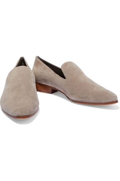 Shop Vince Lela Suede Loafers In Mushroom