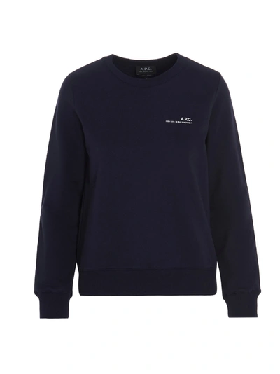 Shop Apc A.p.c. Item Logo Embroidered Sweatshirt In Navy