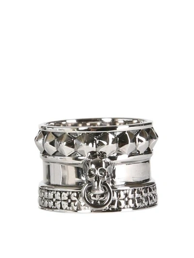Shop Alexander Mcqueen Skull Engraved Ring In Silver