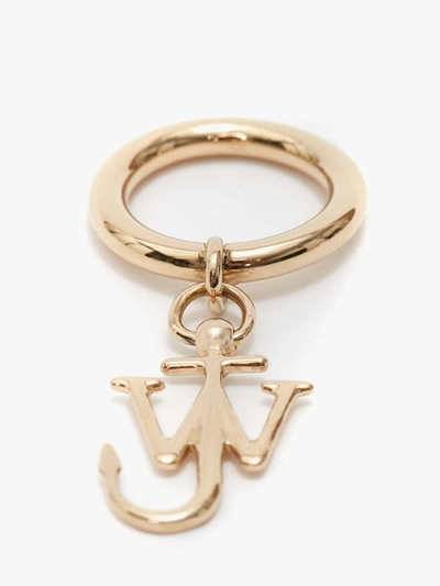 Shop Jw Anderson Anchor Logo Charm Ring In Gold
