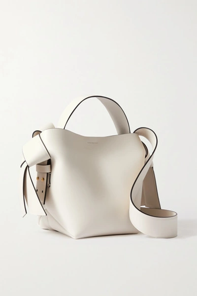 Shop Acne Studios Musubi Mini Knotted Leather Shoulder Bag In White